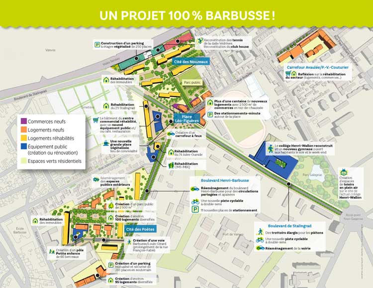 Aperçu des aménagements prévus par le projet 100% Barbusse