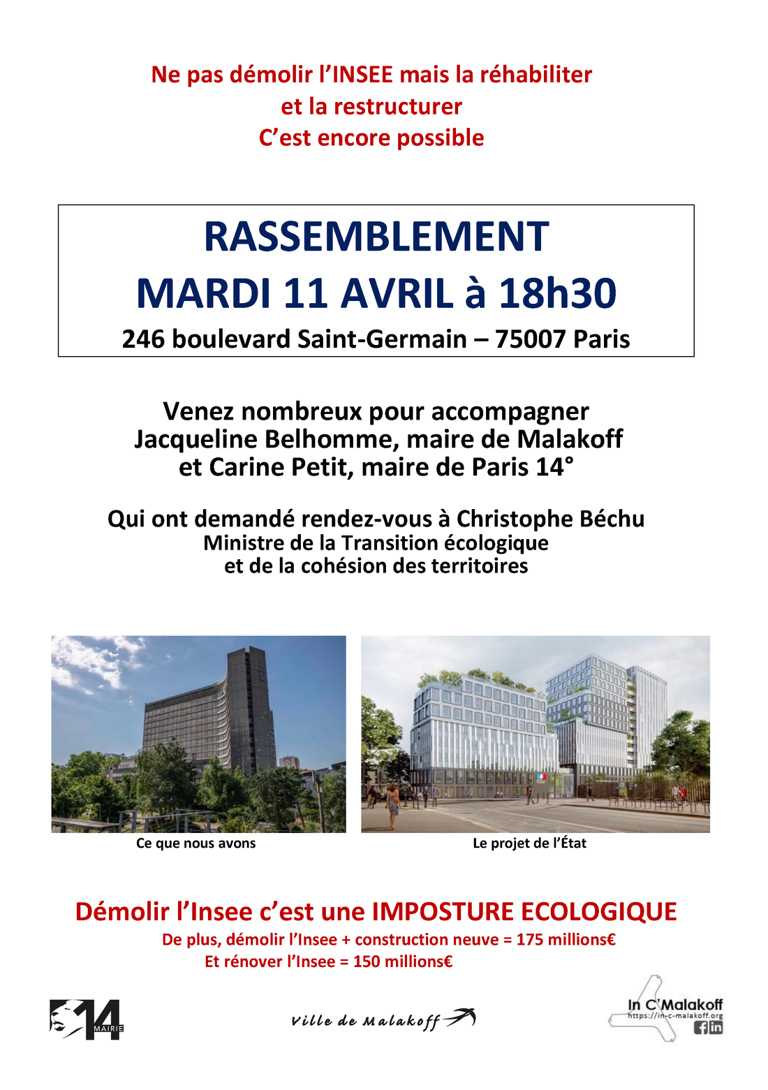 Appel à la mobilisation pour la réhabilitation de la tour Insee